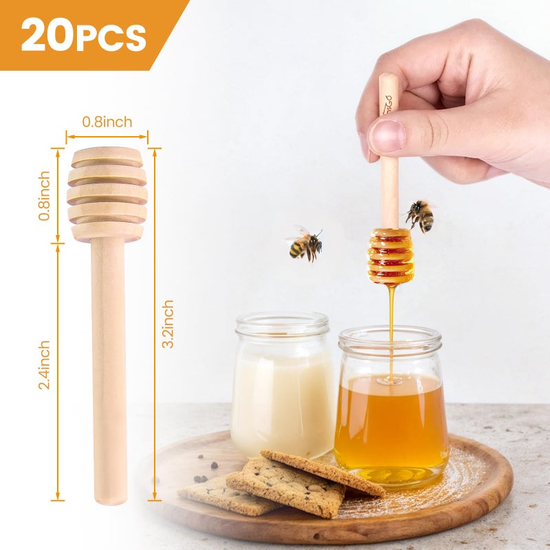HANSGO Wooden Honey Dipper Sticks, 20 Pack 3 Inch Mini Honey Stirrers for Jars Dispense and Drizzle, Natural Wood Wand for Tea Party, Wedding Favors, Baby Shower Gifts - Image 4